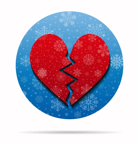 Gebroken hart kerst pictogram in cirkel — Stockvector