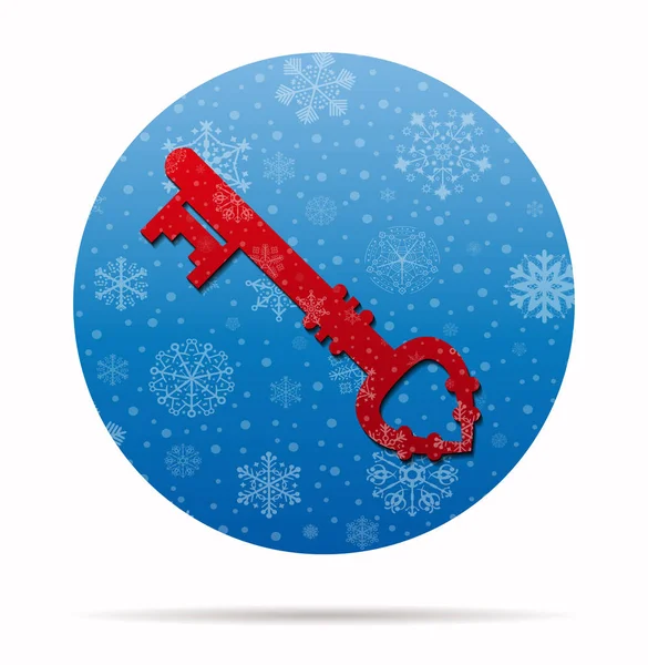 Ícone chave do Natal no círculo —  Vetores de Stock