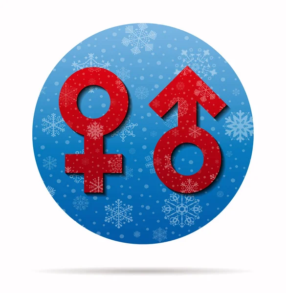 Αρσενικά και θηλυκά Χριστουγεννιάτικα εικόνα σε κύκλο — Διανυσματικό Αρχείο