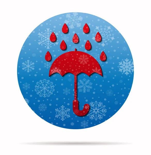Regenschirm Regen Weihnachten Symbol im Kreis — Stockvektor