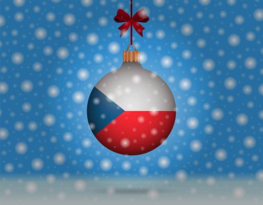 kar yağışı ve kartopu ile Çek Cumhuriyeti bayrağı