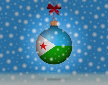 kar yağışı ve kartopu Cibuti bayrağı ile