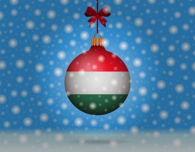 kar yağışı ve kartopu ile Macaristan bayrağı