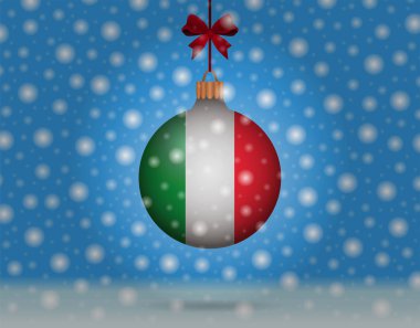 kar yağışı ve İtalya bayrağı ile kartopu