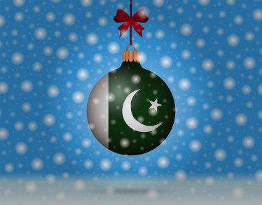 kar yağışı ve pakistan bayrağı ile kartopu