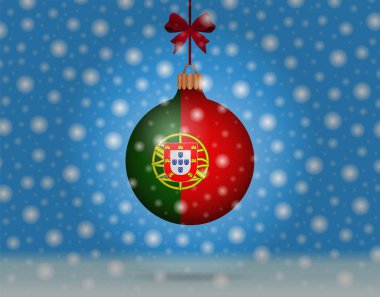 kar yağışı ve Portekiz bayrağı ile kartopu