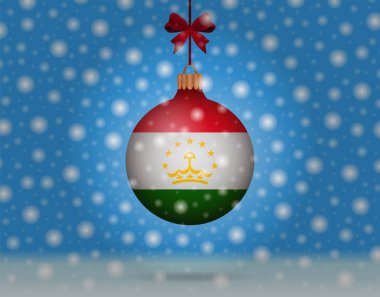 kar yağışı ve Tacikistan bayrağı ile kartopu