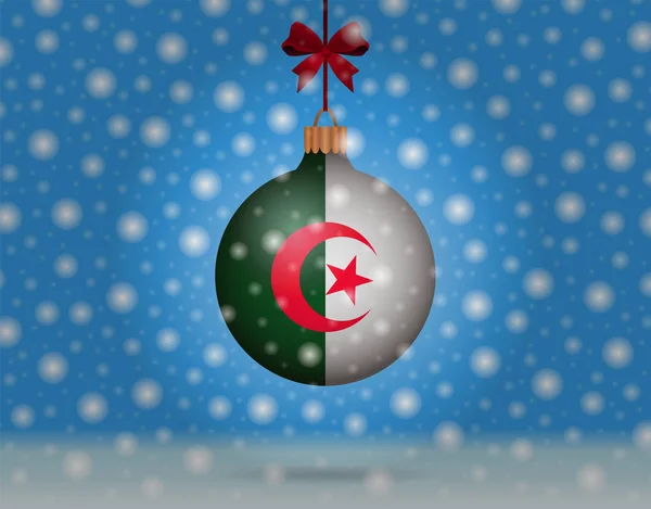 Queda de neve e bola de neve com bandeira de algeria —  Vetores de Stock