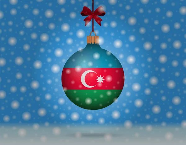 Queda de neve e bola de neve com bandeira de azerbaijan —  Vetores de Stock