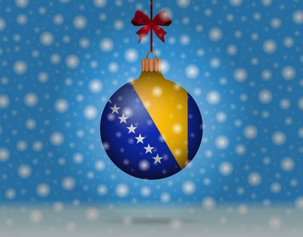 Neige et boule de neige avec drapeau de bosnia — Image vectorielle