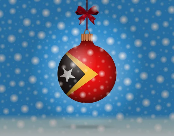 Sneeuwval en sneeuwbal met vlag van Oost-timor — Stockvector
