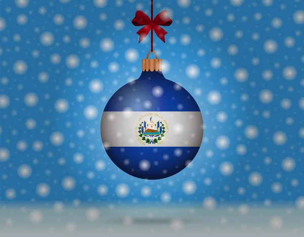 Neige et boule de neige avec drapeau de el salvador — Image vectorielle