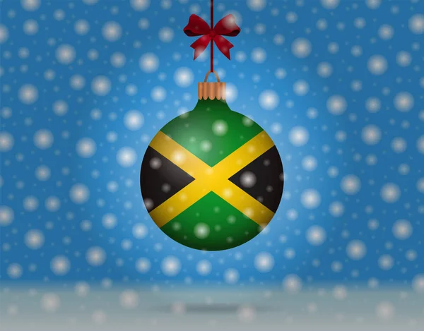 Nevada y bola de nieve con bandera de jamaica — Vector de stock