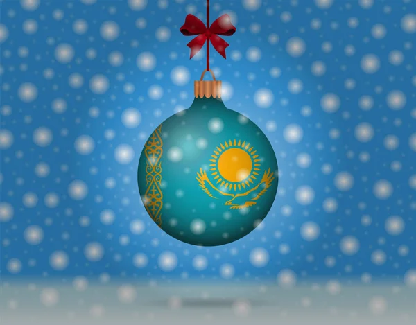 Снігопад і снігова куля з прапором Казахстану — стоковий вектор