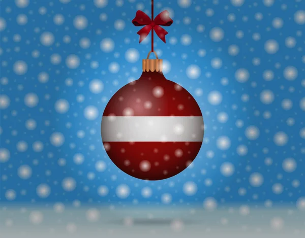 Sneeuwval en sneeuwbal met vlag van Letland — Stockvector