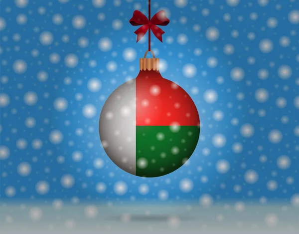 Sneeuwval en sneeuwbal met vlag van Madagaskar — Stockvector