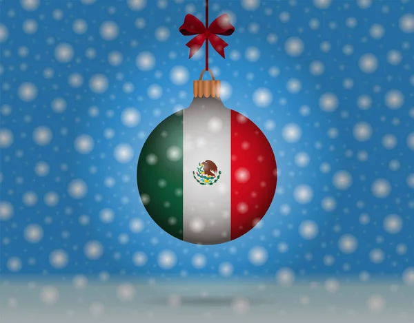 Neige et boule de neige avec drapeau du Mexique — Image vectorielle