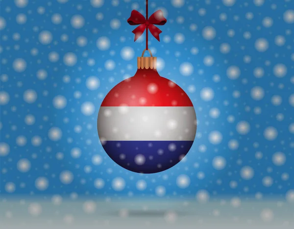 降雪和荷兰国旗的雪球 — 图库矢量图片