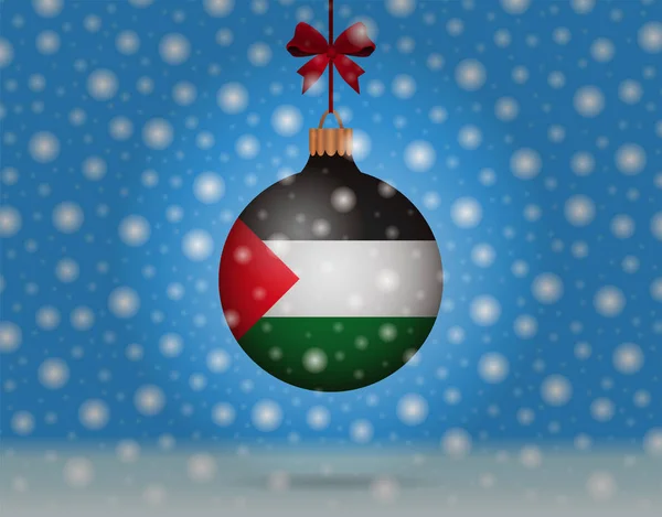 Sneeuwval en sneeuwbal met vlag van Palestina — Stockvector