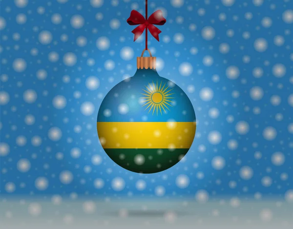 Snowfall and snowball with flag of rwanda — Stock Vector