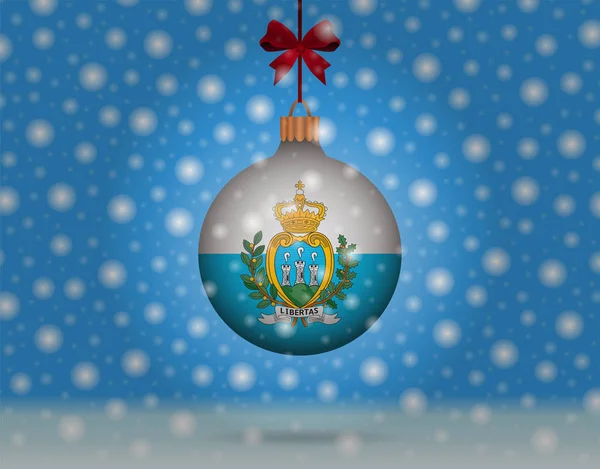 Neige et boule de neige avec drapeau de san marino — Image vectorielle