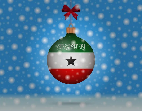降雪和国旗的索马里兰的雪球 — 图库矢量图片