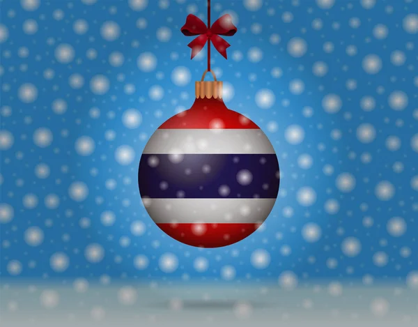 Chute de neige et boule de neige avec drapeau de Thaïlande — Image vectorielle