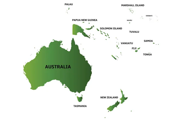 Πράσινο χάρτη της Ωκεανία — Διανυσματικό Αρχείο