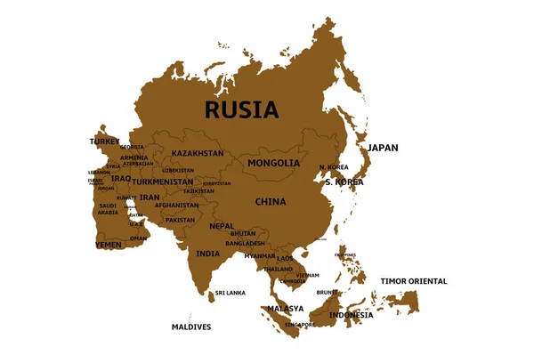 국가와 아시아의 지도 — 스톡 벡터