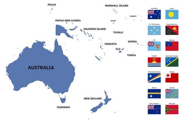 Oceania carte et drapeaux — Image vectorielle