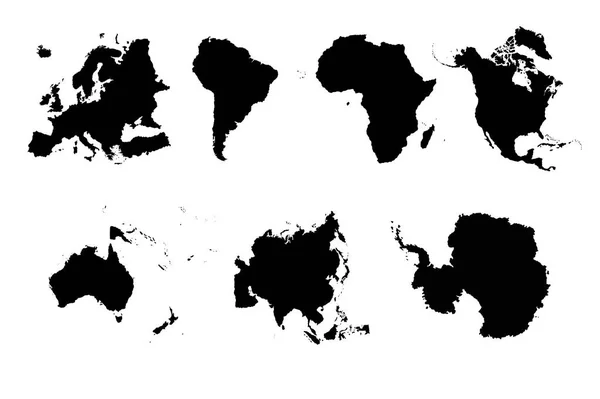 Set siluetas 7 continentes — Archivo Imágenes Vectoriales