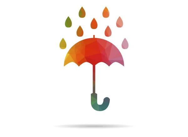 Regen mit wenig Poly-Schirm — Stockvektor