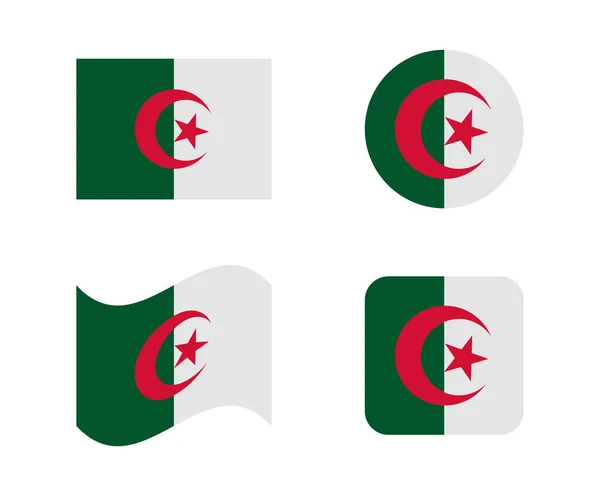 Set 4 drapeaux d'algérie — Image vectorielle