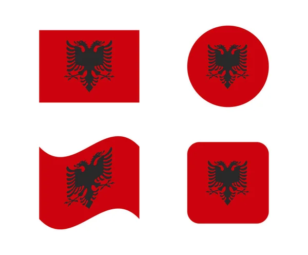 Ensemble 4 drapeaux d'albania — Image vectorielle