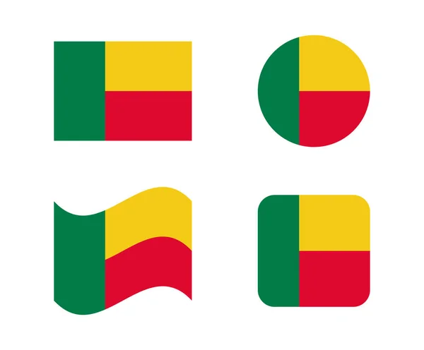 Ensemble 4 drapeaux du Bénin — Image vectorielle