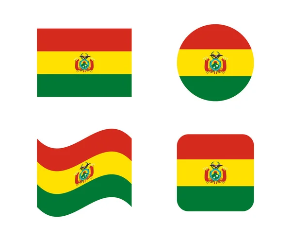 Ensemble 4 drapeaux de la bolivie — Image vectorielle