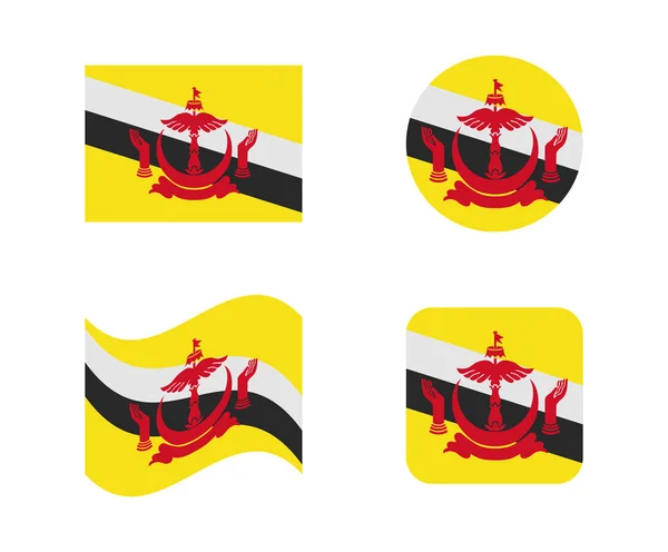 Set 4 banderas de brunei — Archivo Imágenes Vectoriales