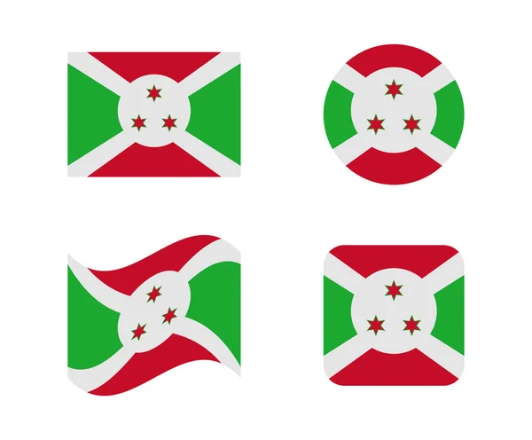 Set 4 banderas de burundi — Vector de stock