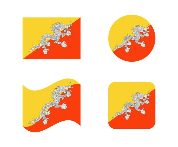 4 Flaggen von Bhutan setzen — Stockvektor