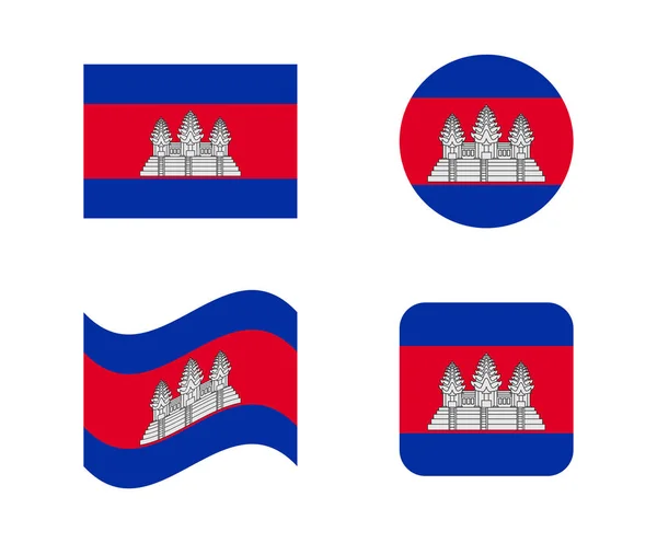 Set 4 drapeaux de cambodia — Image vectorielle