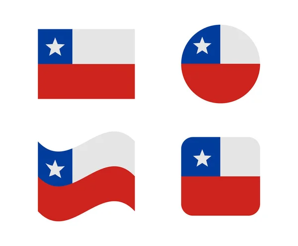 Zestaw 4 flagi Chile — Wektor stockowy