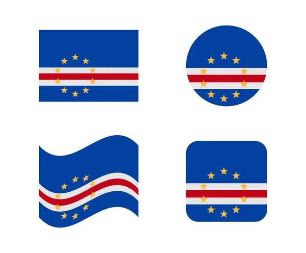 Conjunto 4 bandeiras de cabo verde — Vetor de Stock