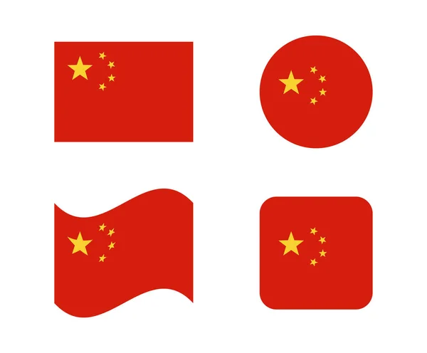 Conjunto 4 bandeiras de china — Vetor de Stock
