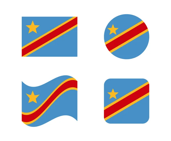 Set 4 flags of congo — Stock Vector