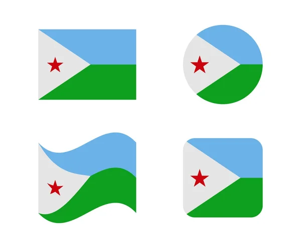 Набор 4 флагов Джибути — стоковый вектор