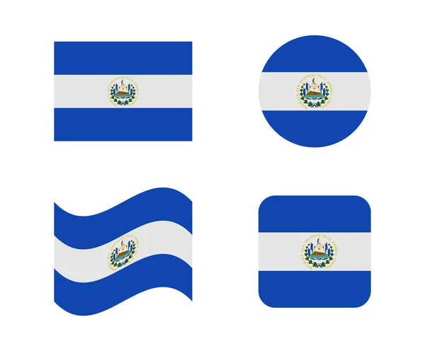 El Salvador 4 bayrakları ayarlayın — Stok Vektör