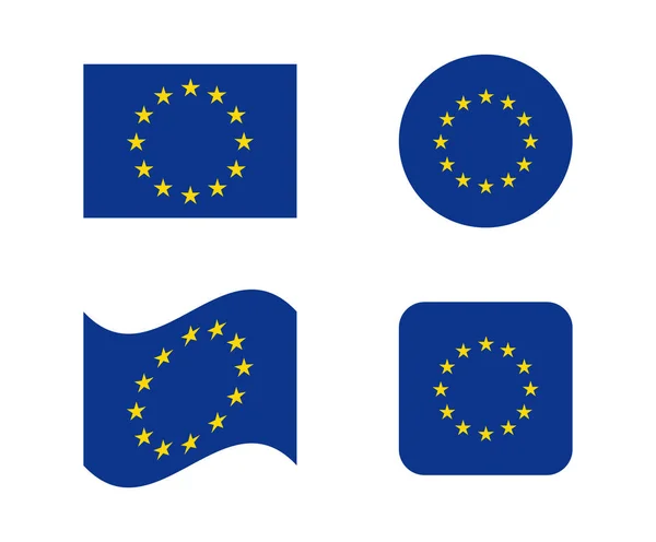 Ensemble 4 drapeaux de l'union européenne — Image vectorielle