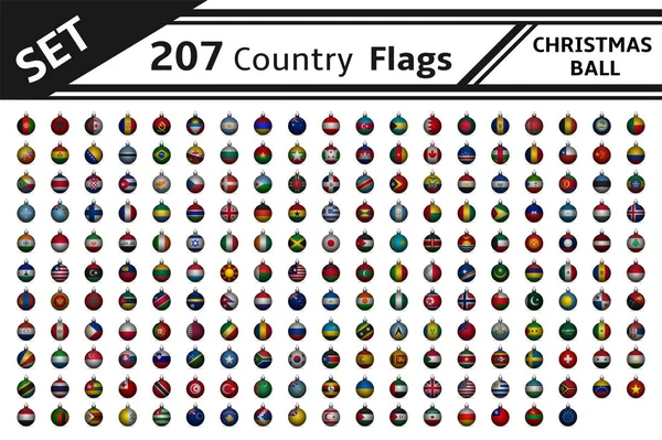 Set 207 land vlag kerst bal — Stockvector