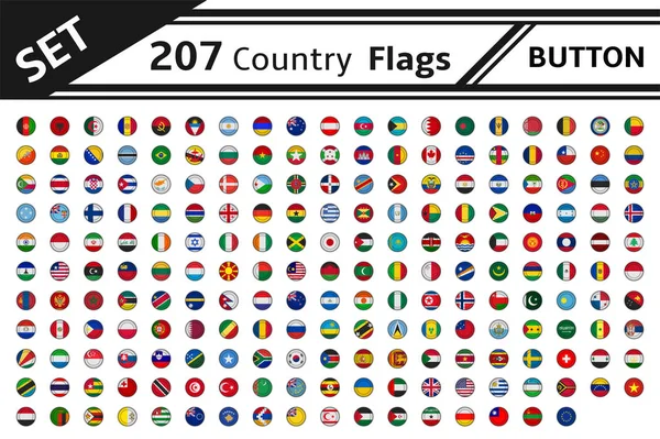 Встановити кнопка 207 прапорів країни — стоковий вектор