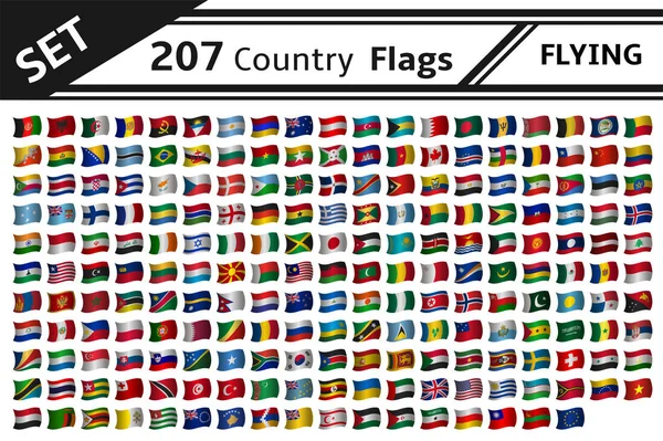 Встановити 207 державних прапорів літаючих — стоковий вектор